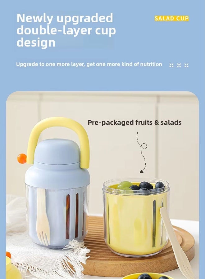 Salad Meal Shaker Cup, Salad Meal Shaker Cup with Fork And Sauce Box, Salad Cup Breakfast Cup,Food Storage Bento Box, 550ML - Image 5