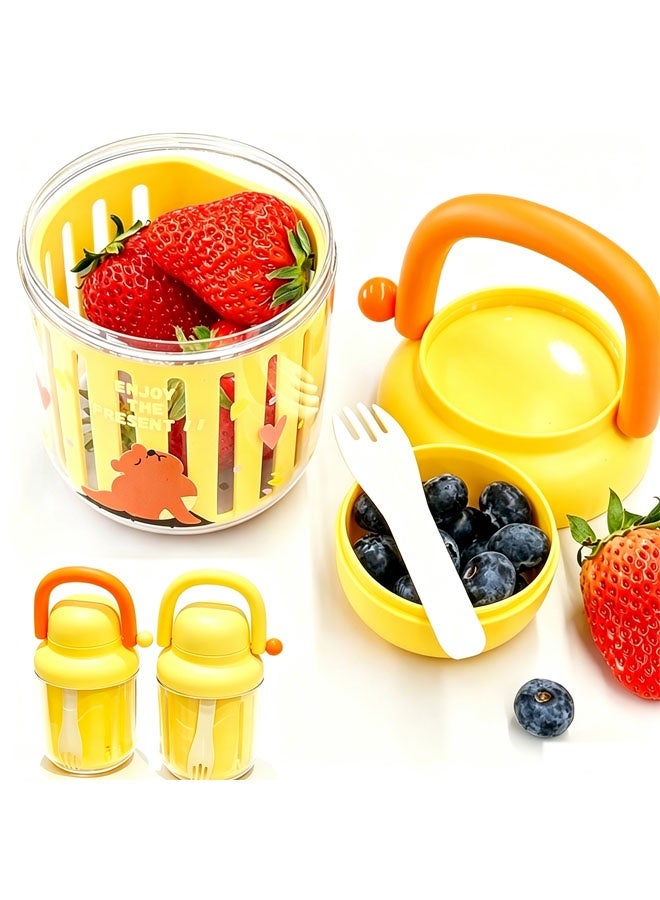 Salad Meal Shaker Cup, Salad Meal Shaker Cup with Fork And Sauce Box, Salad Cup Breakfast Cup,Food Storage Bento Box, 550ML - Image 1