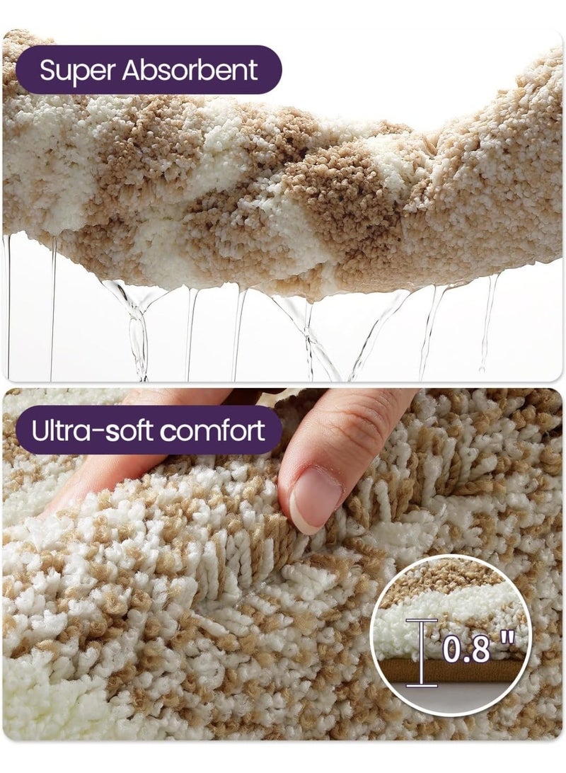 ديكسي سجادة حمام من الرخام 50 × 80 سم، سجادة حمام ناعمة ماصة، سجادة مقاومة للانزلاق وقابلة للغسل في الغسالة لأرضية الدش وحوض الاستحمام والمغسلة، بيج - Image 5