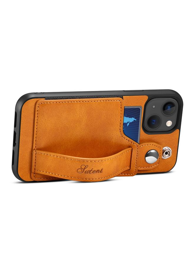 Suteni Case For iPhone 14 215 Wrist Strap PU Phone Case - Image 3