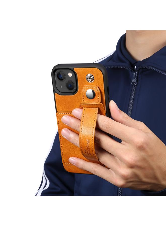 Suteni Case For iPhone 14 215 Wrist Strap PU Phone Case - Image 4