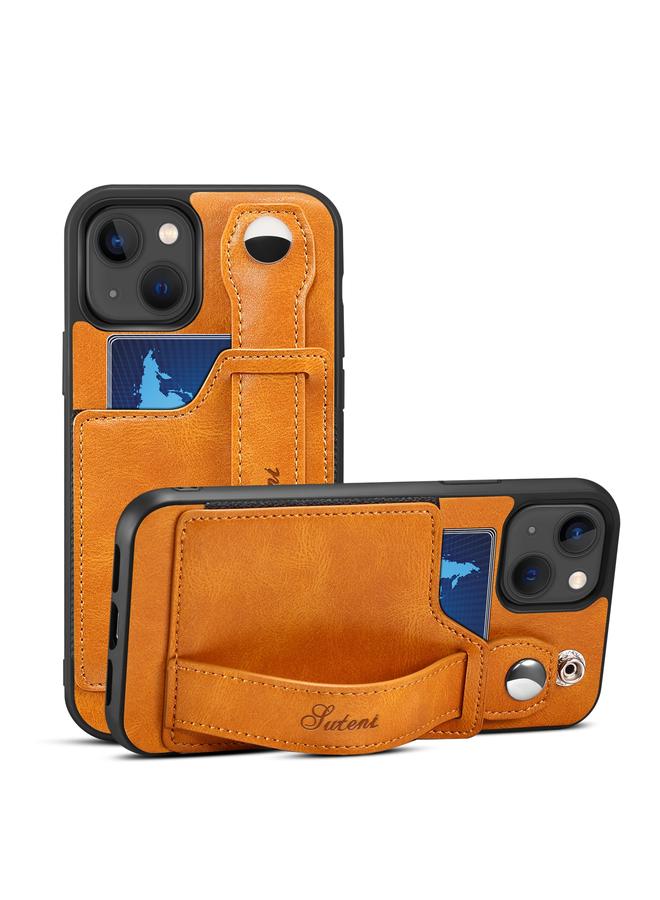 Suteni Case For iPhone 14 215 Wrist Strap PU Phone Case - Image 1