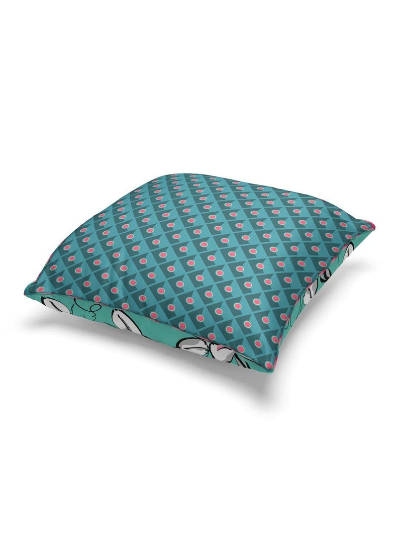 Bianca BIANCA Designer Reversible Printed Silk Linen Cushion Covers -3pc 16 X16 Set (Suzane) | Silk-Linen Luxury Cushion Cover | with Contrast Front & Back Digital Print - Hidden Zipper Floral-Coral/Teal  - Image 4