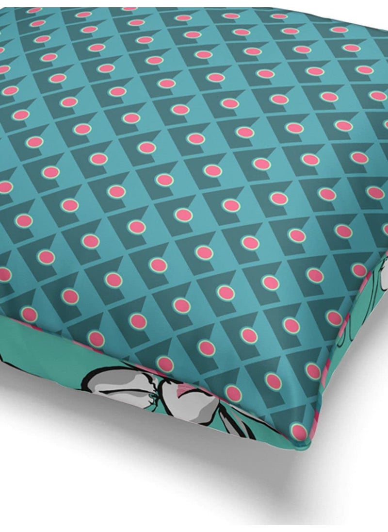 Bianca BIANCA Designer Reversible Printed Silk Linen Cushion Covers -3pc 16 X16 Set (Suzane) | Silk-Linen Luxury Cushion Cover | with Contrast Front & Back Digital Print - Hidden Zipper Floral-Coral/Teal  - Image 5