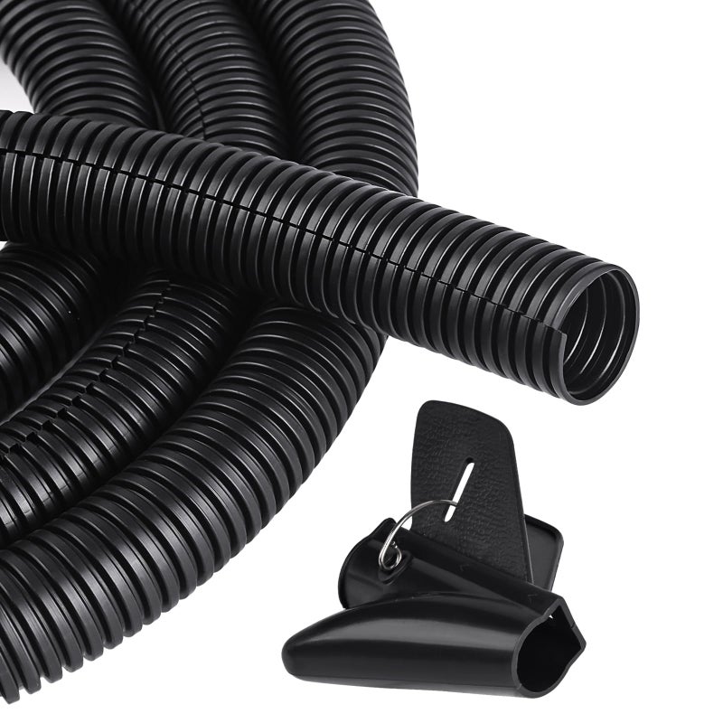 CrocSee 10ft 1 inch Flame Retardant Split Wire Loom Tubing with Installation Tool Flexible Wire Covers Cord Protectors Black - Image 2