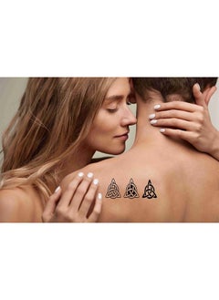 Datewithshower Temporary Tattoos 6 Sheets Celtic Trinity Knot Die Cut Geometric Irish Design Stenci Tattoo Stickers for Adult Kids Women Men Arms Legs Chest Waist Neck 3.7 X Inch Triangle  - Image 2