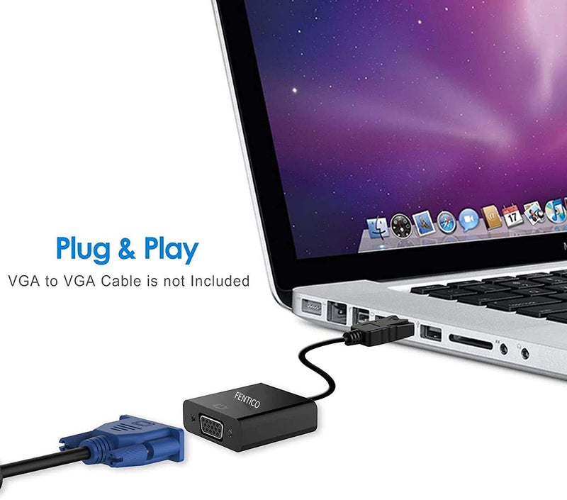 FENTICO FENTICO DisplayPort (DP) to VGA Adapter, Gold-Plated Display Port to VGA Adapter (Male to Female) Compatible with Computer, Desktop, Laptop, PC, Monitor, Projector, HDTV - Black (UNI-Directional) - Image 4