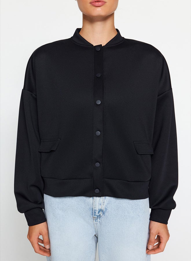 trendyol Pocket Detailed Snap Button Scuba Knitted Jacket - Image 4