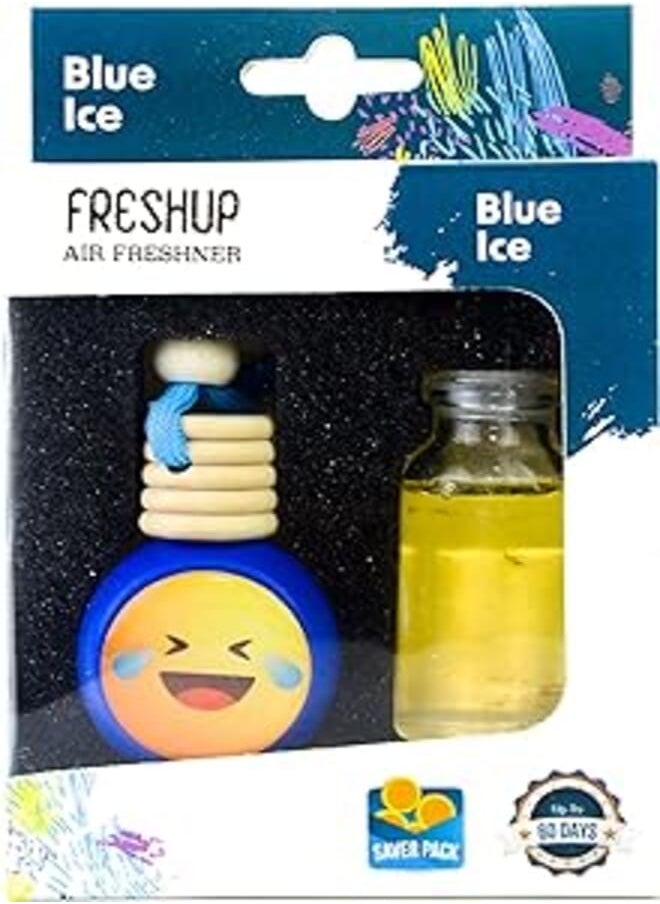 Generic - Generic Freshup Blue Ice Smile Face 10ml + 10ml Refill Bottle - (Emoji and Hanger May Vary) - Image 1