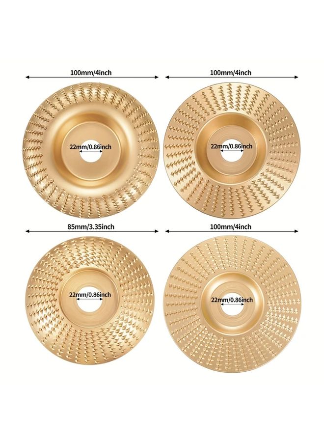 4 قطع مجموعة أقراص نحت الخشب للجلاخة الزاوية 4 1/2 ملحقات مع تجويف 5/8 بوصة - Image 3