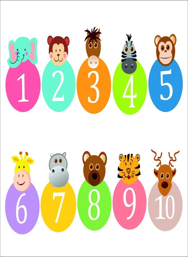 Techgifti ملصقات جدارية تعليمية للأطفال من Techgifti على شكل حيوانات وأرقام (الحجم: 60 سم × 72 سم) - Image 5