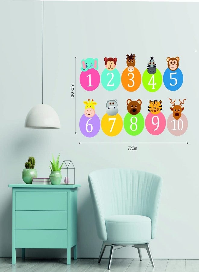Techgifti ملصقات جدارية تعليمية للأطفال من Techgifti على شكل حيوانات وأرقام (الحجم: 60 سم × 72 سم) - Image 3
