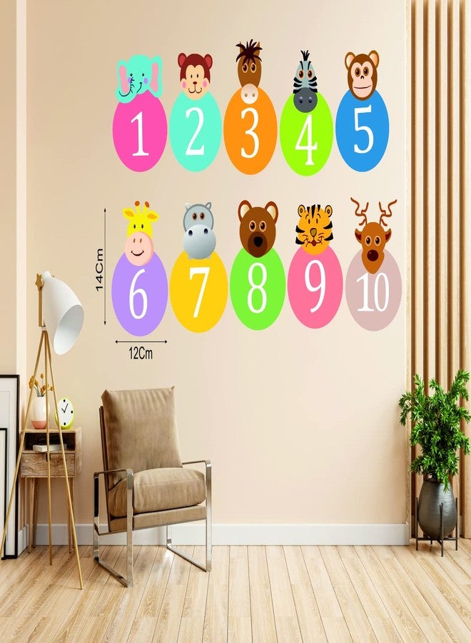Techgifti ملصقات جدارية تعليمية للأطفال من Techgifti على شكل حيوانات وأرقام (الحجم: 60 سم × 72 سم) - Image 2