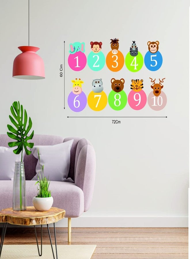 Techgifti ملصقات جدارية تعليمية للأطفال من Techgifti على شكل حيوانات وأرقام (الحجم: 60 سم × 72 سم) - Image 4