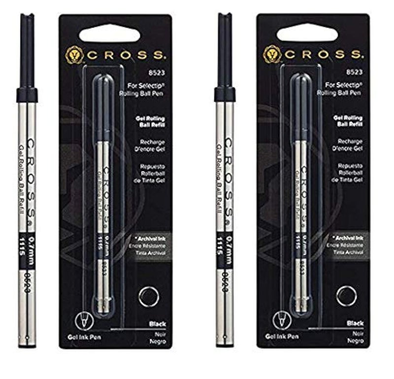 Cross Refill for Selectip Gel Roller Ball Pen, Black, 1 per Card (8523) (TwÐ¾ PÐ°ck, Black) - Image 1