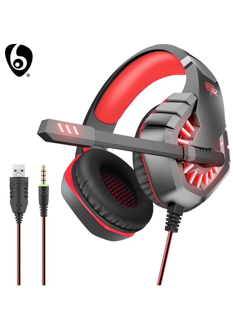 أوفلينج سماعة ألعاب ستيريو GT82 لجهاز PS4 PC Xbox One PS5 Controller، سماعات رأس فوق الأذن مزودة بخاصية إلغاء الضوضاء مع ميكروفون، إضاءة LED، صوت محيطي 7.1، سدادات أذن ناعمة الذاكرة لجهاز Nintendo Xbox Series X|S - Image 1