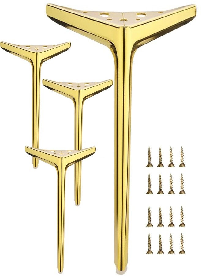 Smaxcn 9.8 inch/25cm Shiny Gold Metal Furniture Legs Set of 4, DIY Replacement for Cabinet Legs, Sofa Legs, Chair Legs - Image 1