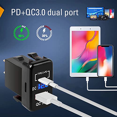 Cllena Quick Charge 3.0 & PD USB C Dual USB Port Charger Socket Power Adapter for Toyota - Image 2