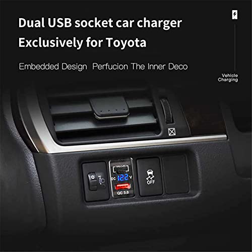 Cllena Quick Charge 3.0 & PD USB C Dual USB Port Charger Socket Power Adapter for Toyota - Image 3