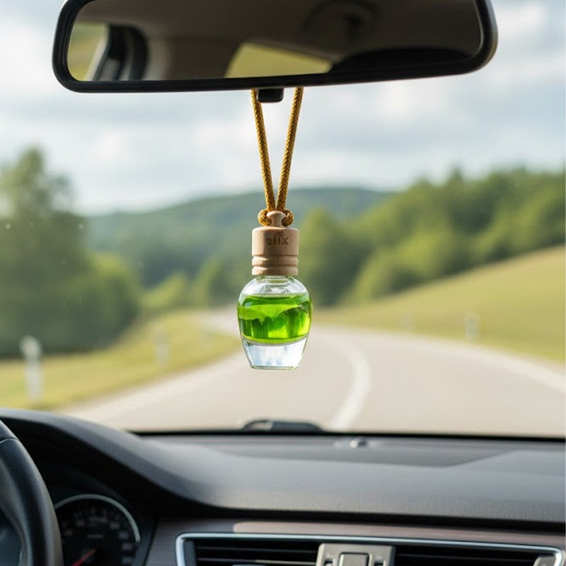 معطر جو معلق للسيارة برائحة التفاح، زجاجة معطرة، عطر سائل يدوم طويلاً، غير سام وخالٍ من الكحول، غطاء خشبي مانع للتسرب، مزيل للروائح في السيارة والمنزل والمكتب وغرفة النوم، معطر داخلي مناسب لجميع الفصول. - Image 2