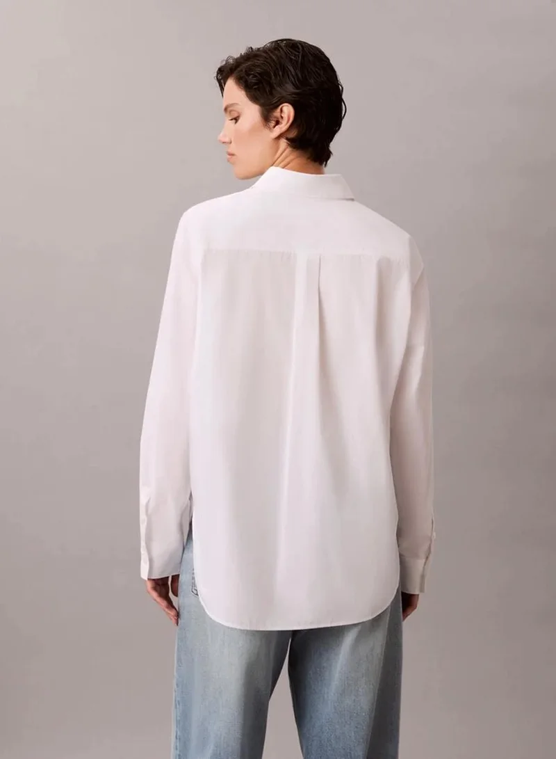 Calvin Klein Brilliant White Relaxed Cotton Poplin Shirt for Women | Best Price UAE