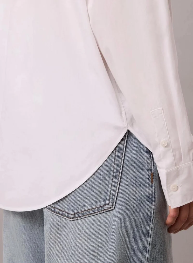 Calvin Klein Brilliant White Relaxed Cotton Poplin Shirt for Women | Best Price UAE