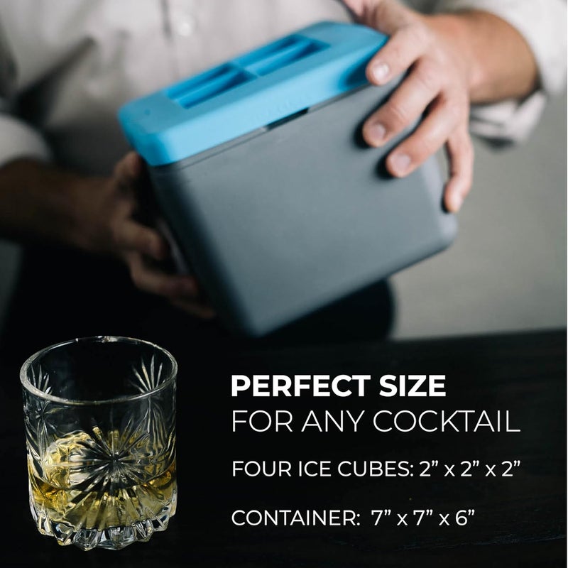 True Cubes Crystal Clear Ice Cube Maker, 4 Large 2"x2"x2" Ice Cubes for Cocktails and Drinks, Silicone Mold for Pure, Bartender-Quality Ice - Great for Hosting and Entertaining, Whiskey Gifts for Men - Image 4