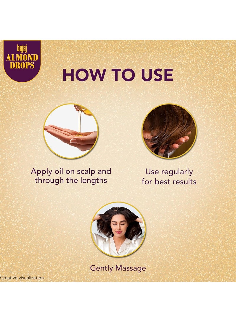 بجاج زيت شعر قطرات اللوز للشعر، 625 مل، زيت للشعر، 6X فيتامين E، زيت اللوز، خفيف وغير لزج، يتحكم في تساقط الشعر - Image 5