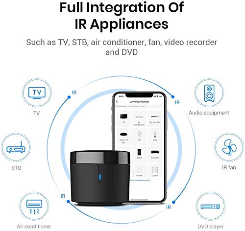 Broadlink Broadlink RM4 Mini Smart Remote And Sensor Cable Set RM4 Mini S Universal IR Remote Control Hub With Temperature Humidity Monitor USB Cable Compatible With Alexa Google Home IFTTT Black  - Image 4