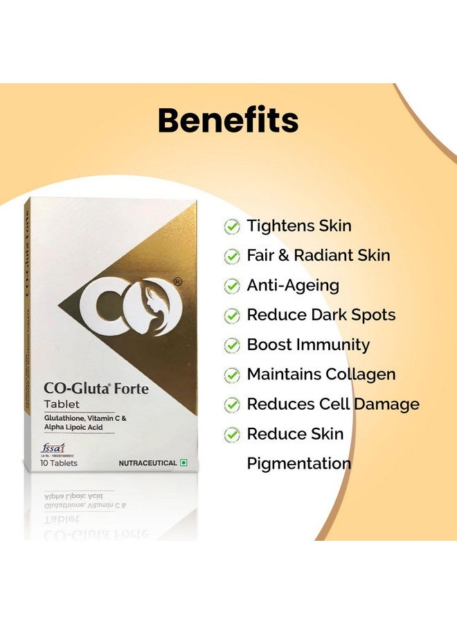 Co Luxury Glutathione Tablets 500mg | For Skin Brightening & Anti Ageing | With Vitamin C & Alpha Lipoic Acid | Pack of 1 | 10 Tablets - Image 5