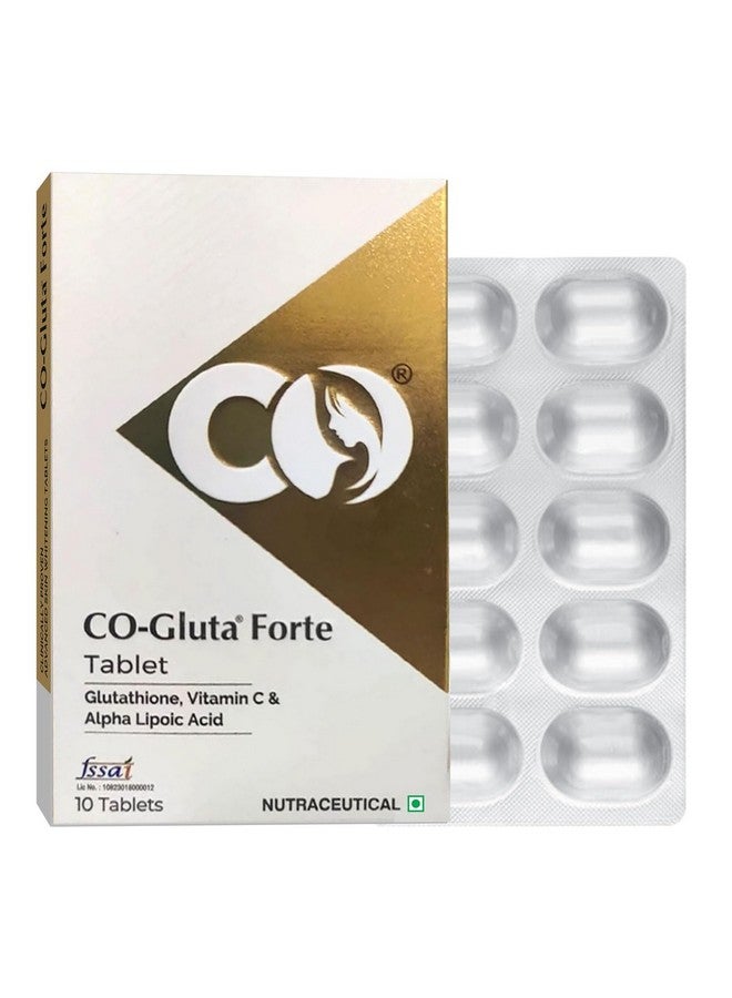 Co Luxury Glutathione Tablets 500mg | For Skin Brightening & Anti Ageing | With Vitamin C & Alpha Lipoic Acid | Pack of 1 | 10 Tablets - Image 1