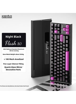 Flash 80 Gaming Mechanical Keyboard - 88 Keys, CNC Aluminum Base, Three Modes (Wired, 2.4G, Bluetooth), Gasket Structure, KTT White Switch, RGB Backlit with Status Display, Quick Swap Design, QMK-VIA Support, Stunning Quartz Glass Weight - pzsku/Z3C9BD6719FAFB6FF6E7EZ/45/_/1734688959/b30fbb22-eb34-4bb9-97f1-61e62201557d