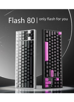 ZIDLI Flash 80 Gaming Mechanical Keyboard - 88 Keys, CNC Aluminum Base, Three Modes (Wired, 2.4G, Bluetooth), Gasket Structure, KTT White Switch, RGB Backlit with Status Display, Quick Swap Design, QMK-VIA Support, Stunning Quartz Glass Weight  - Image 2