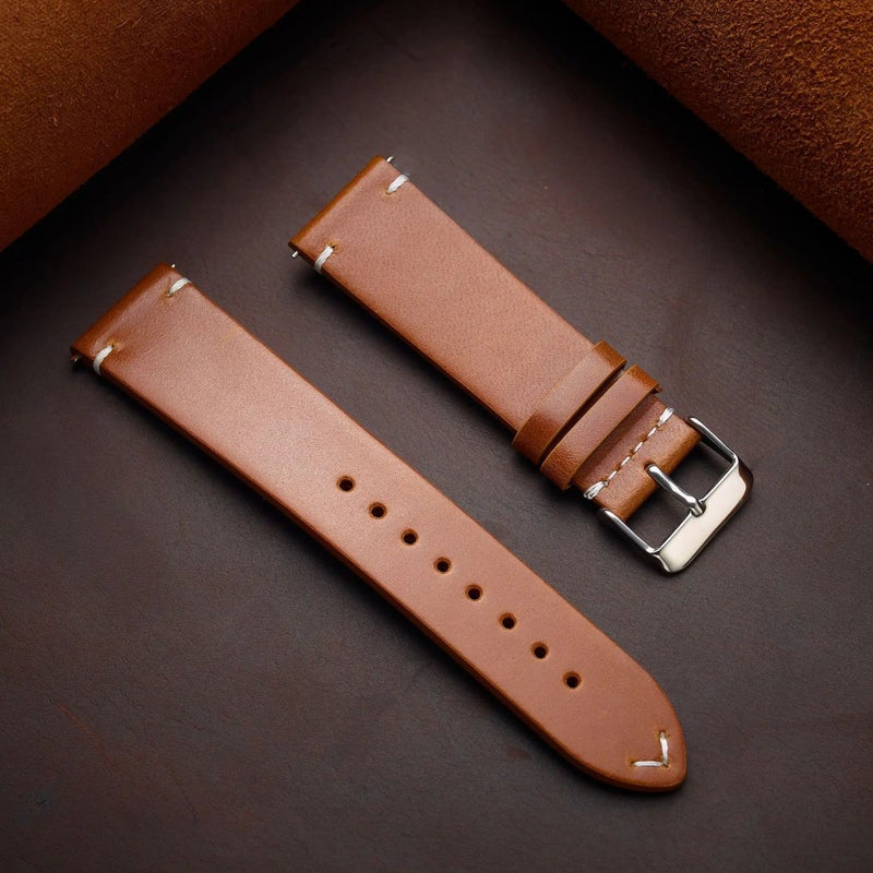 Bluejw BEAEN 18mm 19mm 20mm 21mm 22mm 24mm Replacement Leather Fur Watch Strap Compatible with Garmin Samsung Huawei Smart Watches – Easy to Replace the Watch Strap - Image 5