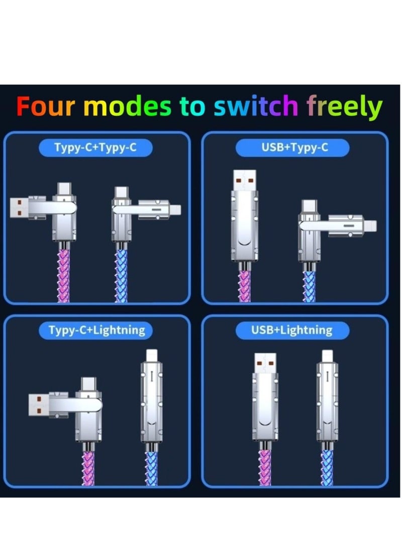 4 in 1 USB C Charging Cable, RGB Colorful Gradual Fast Charging Cord, USB C to C Cable, A/Type C, Multi Charger Cable, Suitable for Samsung S24 S23 S22, Phone15 14 13 Pad Mac(1m) - Image 2