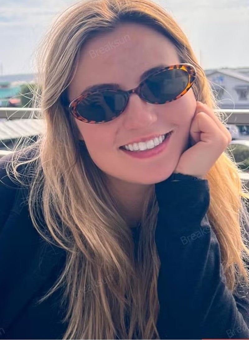 Retro Oval Sunglasses for Women Men Fashion Small Oval Sunglasses 90s Vintage Shades - Image 2