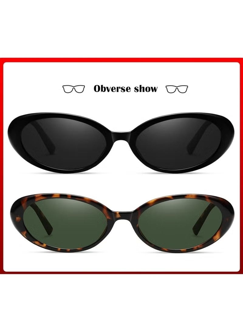 Retro Oval Sunglasses for Women Men Fashion Small Oval Sunglasses 90s Vintage Shades - Image 3