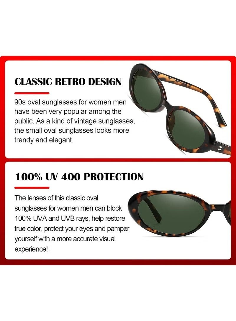 Retro Oval Sunglasses for Women Men Fashion Small Oval Sunglasses 90s Vintage Shades - Image 5