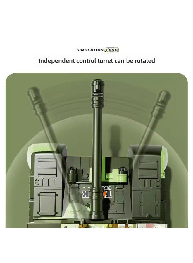 دبابة سيارة كبيرة الحجم تعمل بالتحكم عن بعد للأطفال، نموذج زاحف مدرع، يمكن أن تطلق سيارة كهربائية للأولاد هدية عيد ميلاد - اللون: إصدار زاحف بتسع اتجاهات، ساعة مستشعر الجاذبية للدبابات الخضراء العسكرية، 1 بطارية ليثيوم - Image 5