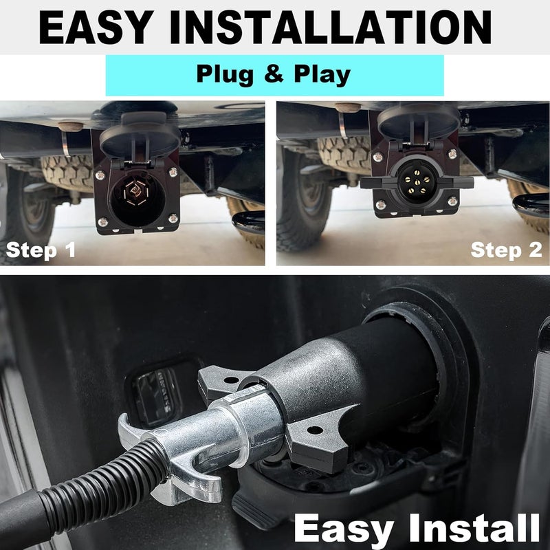 CXTM 7 Pin to 6 Pin Trailer Plug Adapter 7 RV Blade to 6 Pole Round, 6 Way to 7 Way Trailer Adapter 7 Way Blade to 6 Way Round Trailer Wiring Adapter - Image 5