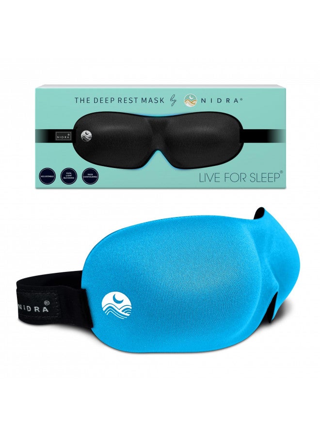 nidra Nidra Sleep Mask for Women and Men, Blackout Eye Mask for Longer Deep Rest, 3D Comfort Contoured for Side Sleepers, Lightweight and Soft, Light Blocking for Travel, Yoga, Sleeping - Blue - Image 1