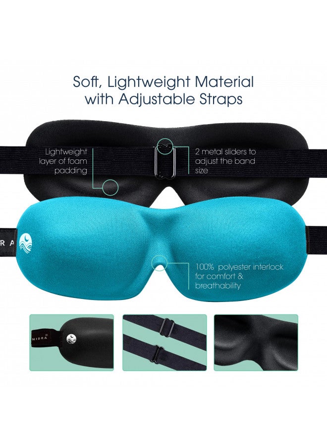nidra Nidra Sleep Mask for Women and Men, Blackout Eye Mask for Longer Deep Rest, 3D Comfort Contoured for Side Sleepers, Lightweight and Soft, Light Blocking for Travel, Yoga, Sleeping - Blue - Image 3