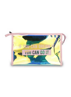 NFI essentials Glossy Makeup Pouch For Women Stylish Pouches For Makeup Accessories Storage Cosmetic Pouches Make Up Bag For Girls (Light Pink)  - Image 1