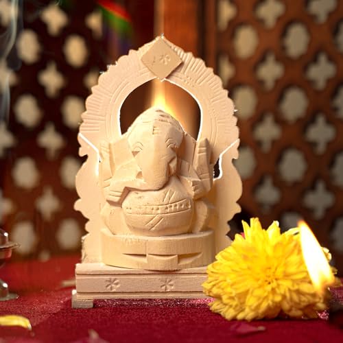 WoCra® Vellerkku Wood Root Vinayagar Ganesha | Original Aak Roots Swetharka Ganesh-Thelle Gilledu Ganapathi| Vallampuri Vinayakar -Right Trunk Ganesha | Calotropis Gigantea Lord Ganesh | Pack of 1 - Image 1