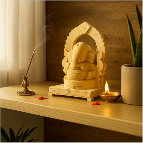 WoCra® Vellerkku Wood Root Vinayagar Ganesha | Original Aak Roots Swetharka Ganesh-Thelle Gilledu Ganapathi| Vallampuri Vinayakar -Right Trunk Ganesha | Calotropis Gigantea Lord Ganesh | Pack of 1 - Image 2