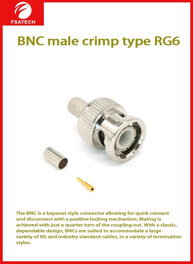 FSATECH BNC male crimp type, RG6 - Image 1