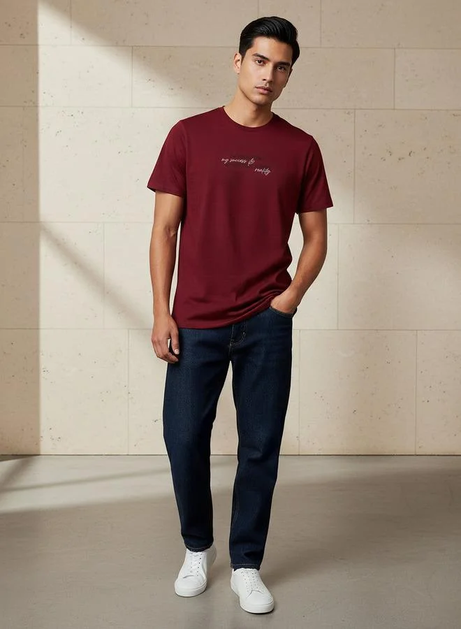 Iconic Iconic Men Slim Fit Crew Neck Short Sleeve Printed T-shirt