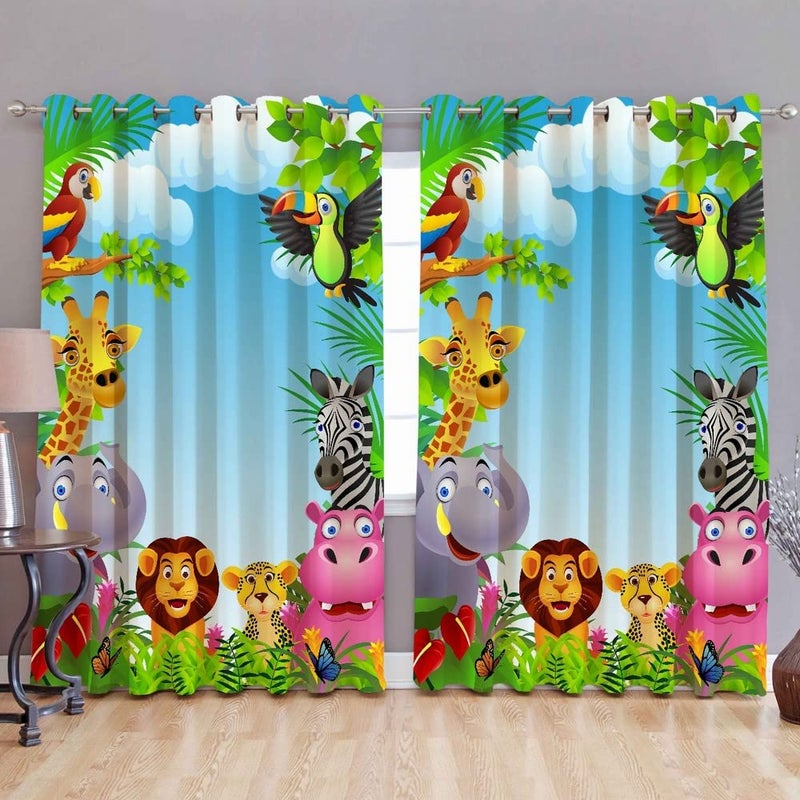 pepme pepme Animal Jungle Safari Cartoon Printed Curtain Long Crush 4x7 ft  - Image 1