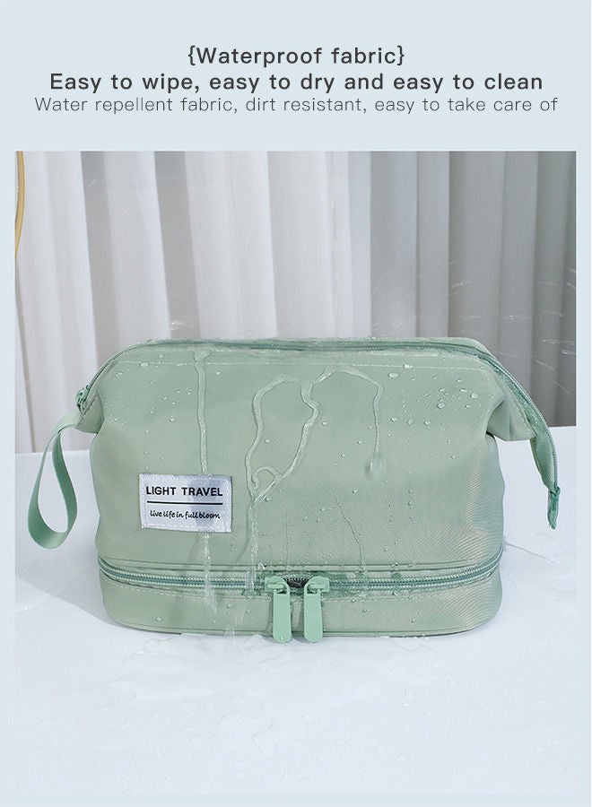 Sharpdo Portable Cosmetic Bag, Large 2-Layers Waterproof Makeup Bag Organizer Case with Handle and Compartment - Image 2