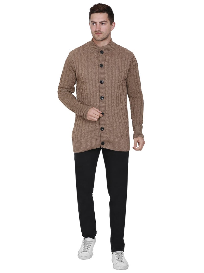 Matelco Men's Wool Banded Collar Sweater (AD12RK14GY_Brown_XL) - Image 5